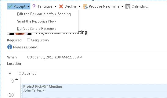 Accepting Meetings The Outlook meeting