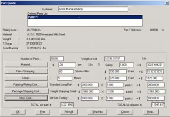 Piercing and blanking tooling can then be applied and the progressive strip layout is automatically generated.