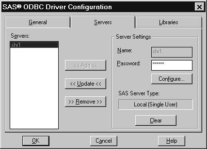 16 Defining Servers 4 Chapter 2 This section explains how to provide the SAS ODBC driver with necessary information about the server(s) you will be using.