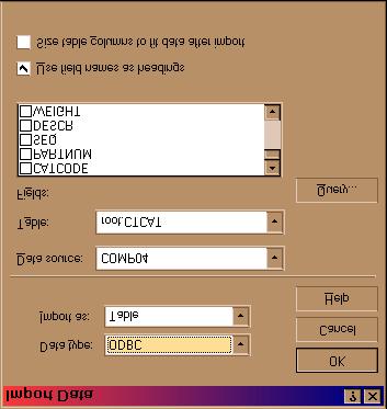 Data Type button Import as button Filename button Click on the Data Type button shown (shown above) and select spreadsheet from among the options listed.