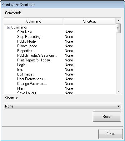 Configure Shortcuts: (View>Configure Shortcuts) JAVS AutoLog 7 gives the user the ability to map the keyboard with shortcuts for their most commonly used commands with user configurable hotkeys.