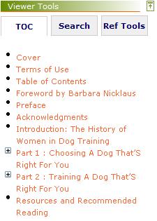 Viewer (Viewer Tools» TOC) Click the arrow to expand/hide this section To go to a specific section / chapter, simply