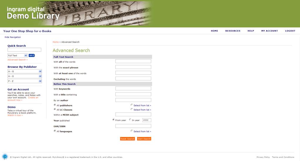 Advanced Search Complete as many of these fields as desired to refine your search