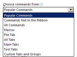 11. In the left frame, choose a command that you want added to the selected group.