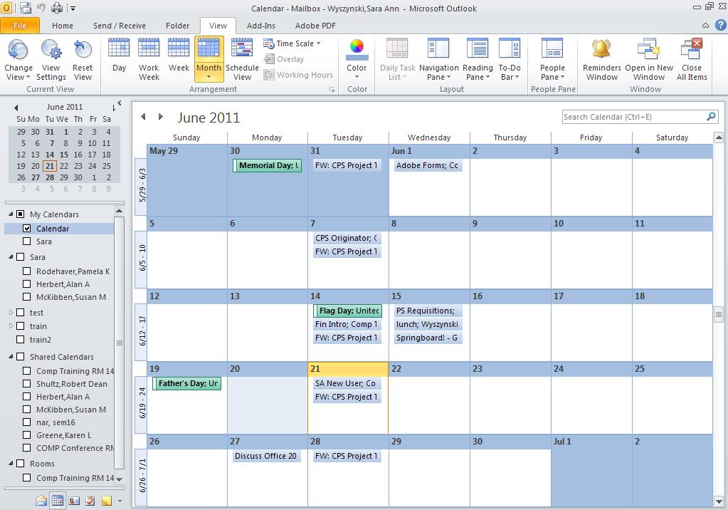 Month View There are three levels of detail for the month view. The default is High. In High view, you can see all Events, Appointments, and Meetings.