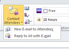 If you only want to send an email to the attendees, you can click on the Meeting tab and then
