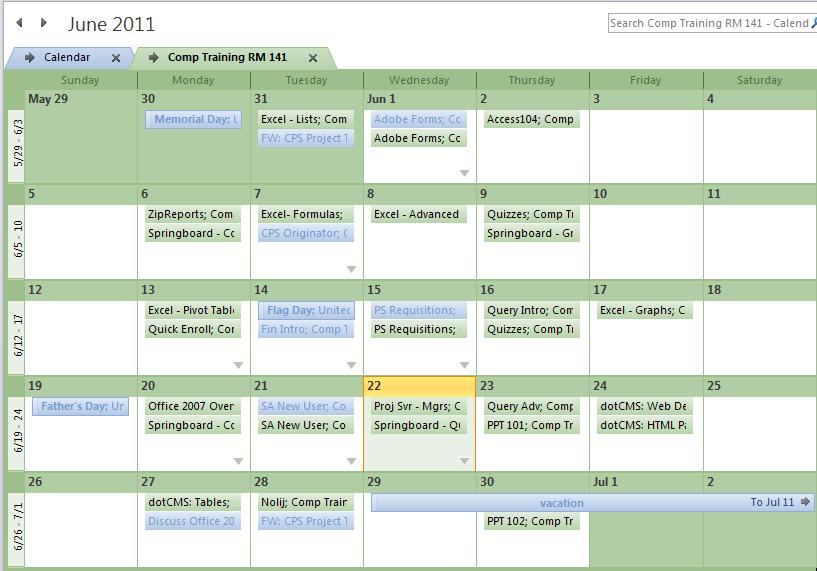 This mode makes it easier to compare your Calendar with co-workers, a boss, a resource, or a personal Calendar.