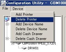 2) Click Delete Printer in the Device menu.