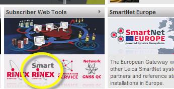 Downloading and Processing With SmartRinex Step Instruction Screenshots 1 Go to the HTULeica SmartNet WebsiteUTH, click on the Subscriber Web Tools icon, then