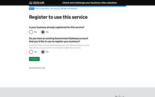 Step 2 If you haven t already created a BUSINESS RATES ACCOUNT, then select No to both