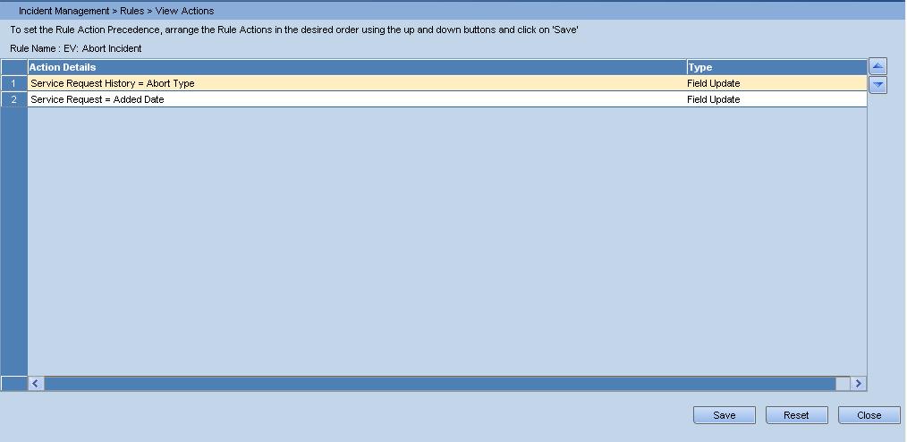 SYSTEM MANAGEMENT USER'S GUIDE View Actions Once an Event Rule has been configured and submitted, you can use View Actions in the Operations Area to view details of its Actions and change their order.