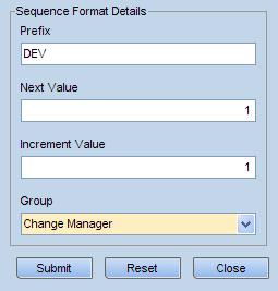 This Sequence Format may be modified as required and additional Sequence Formats may be created for each defined Group.