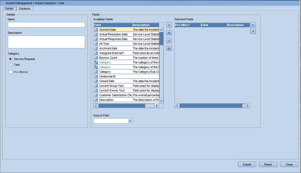 SYSTEM MANAGEMENT USER'S GUIDE 1 Click Add Preset Solution in the Operations Area. The following screen will be displayed.