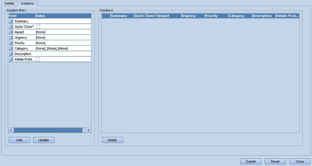 Preset Solutions Solutions Tab Click on the Solution tab to begin entering the Preset Solution details.