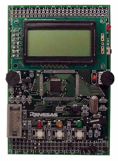 Expansion Port SKP16C26 Board Power LED 8-character x 2-line LCD LCD Contrast JP1 MCU Power M16C/26 M30262F8GP FoUSB-ICD Connector