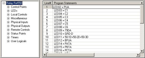 Figure 3-2 Portion of LED Programming Table 5-1 lists all available status points that may be mapped to the programmable LED s Figure 3-2 shows an example of the LED mapping Hot Line Tag For the REF