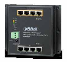 Industrial 8-Port 10/100/1000T Wall-mounted Managed Switch with 4-Port + (-40~75 degrees C) Physical Port 8-Port 10/100/1000BASE-T Gigabit RJ45 copper with 4-ort IEEE 802.