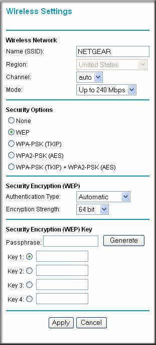 How to Configure WEP To configure WEP data encryption, follow these steps: Note: If you use a wireless computer to configure WEP settings, you will be disconnected when you click Apply.