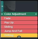 For example, drag-n-drop the Color Adjustment visual effect to the timeline to make a clip brighter or darker.