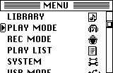 1. Press the menu button, and in the menu list (MENU) screen, use the P-dial to select and confirm "PLAY MODE." The play mode select (PLAY MODE) screen will appear. 2.