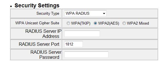 VI-5-1-4. WPA RADIUS WPA RADIUS is a combination of WPA encryption and RADIUS user authentication.