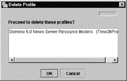 Figure 33. Delete Profile dialog box (Management Console) 3. Click OK to delete the profile. Delete a profile manager Note: The profile manager must be empty for you to delete it. 1.
