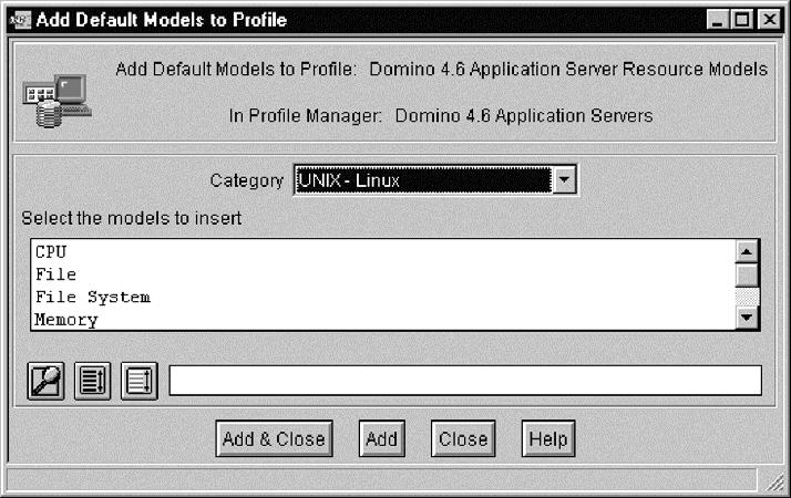Figure 38. Add Default Models to Profile dialog box (Desktop) 3. Select the category of resource models from the Category drop-down list. 4.