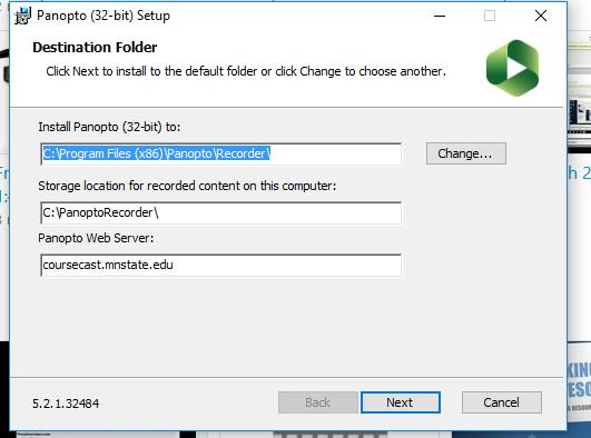 6. Choose the default installation folder and storage path and click