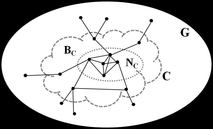Figure 11: Components of a Community The input seed node could be one of the nuclei or boundary nodes or a node that is more like a leaf.
