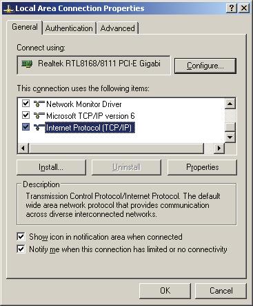 (TCP/IP)] =>Click [Properties].