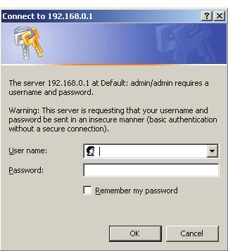 User name and password are admin/admin.