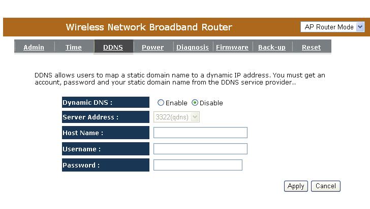 17.3 DDNS DDNS allows you to map the static domain name to a dynamic IP address. You must get an account, password and your static domain name from the DDNS service providers.