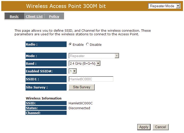 18.7 Basic You can set parameters that are used for the wireless stations to connect to this router.