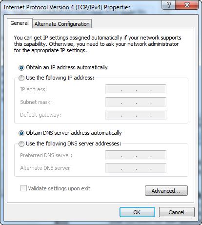 Check Obtain an IP address automatically and