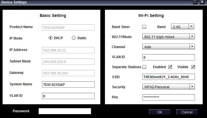 5. Click on Device settings to configure the access point.
