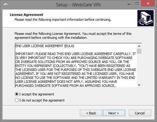 When ready, click I accept the agreement and