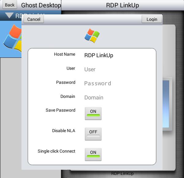 The login for the RDP software will open.