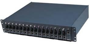 10/100mbps Rack Mount media converters UnManaged 16 ports 2.5U TX to FX Rack Mount Media Converter Description: STE-51P STE-51P provides 16 Fast Ethernet media converter in a 2.
