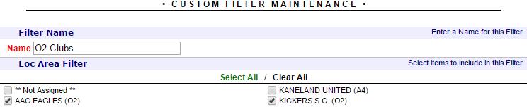 (Cont ) Create Your Custom Filter: 7) On the Custom Filter Maintenance page, you will see a list of options available for that filter category.