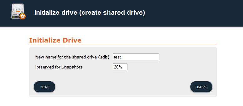 Now you can create shares for this drive in the share management.