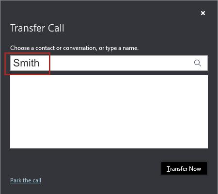 3. A "Transfer Call" window will appear. o To blind transfer the call to a five or ten-digit phone number, enter the number and click the "Transfer Now" button.