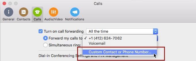 3. Click on the radio button next to "Forward my calls to.