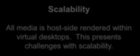 Key Challenges of Delivering Real-Time Audio/Video Within Virtual Desktops Scalability All media is