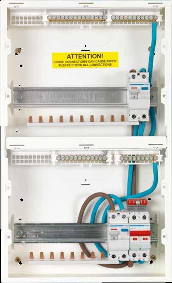 Design Range Dual Row Consumer Units Dual row boards have been designed to accommodate large numbers of outgoing ways (20+), facilitate installation at Part M height, where there can be limited space
