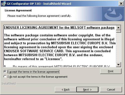If you accept the license agreement, you can proceed with the installation by