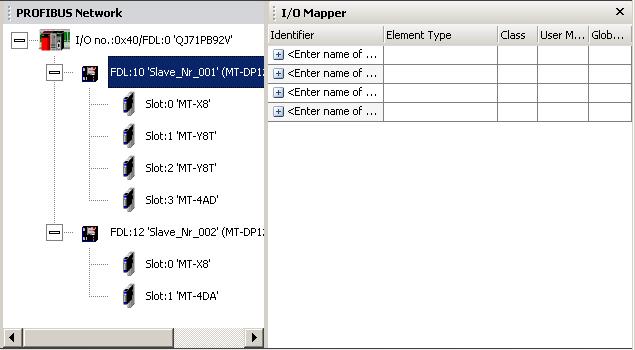 Selected Node Type I/O Mapper Table Contents Master - Slave only the DUTs for the modules of the selected slave Slave Module only the DUT of the selected module If a slave is selected, the