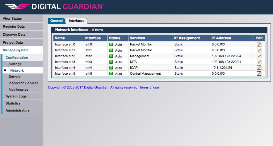 CONFIGURATION STEPS FOR THE DIGITAL GUARDIAN NETWORK DLP SYSTEM Digital Guardian appliance configuration steps are limited to connecting the DLP via ICAP to the Thunder SSLi appliance.