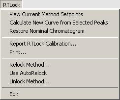 RTLock Software Menus Select Tools/RTLock Setup in Drug Data Analysis to