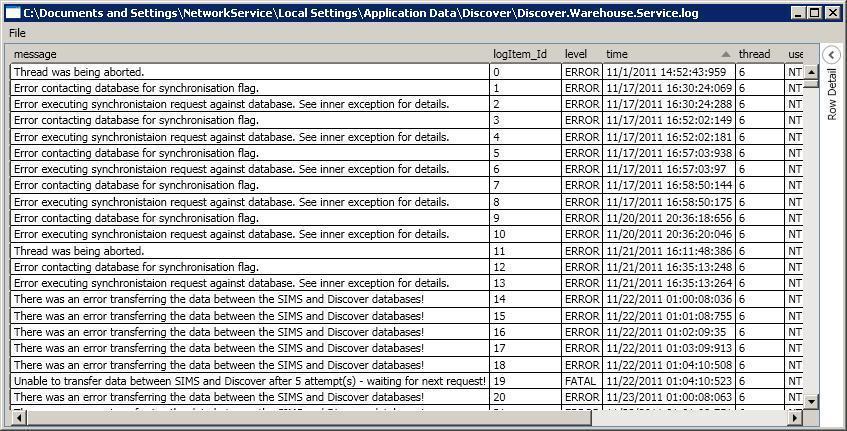 Reviewing the Discover Warehouse Service Log File The transfer process creates a log 