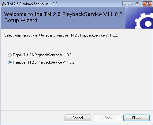 2. Double-click the PlaybackServiceInstaller_TM_2.6_V11.8.2.msi icon. 3.